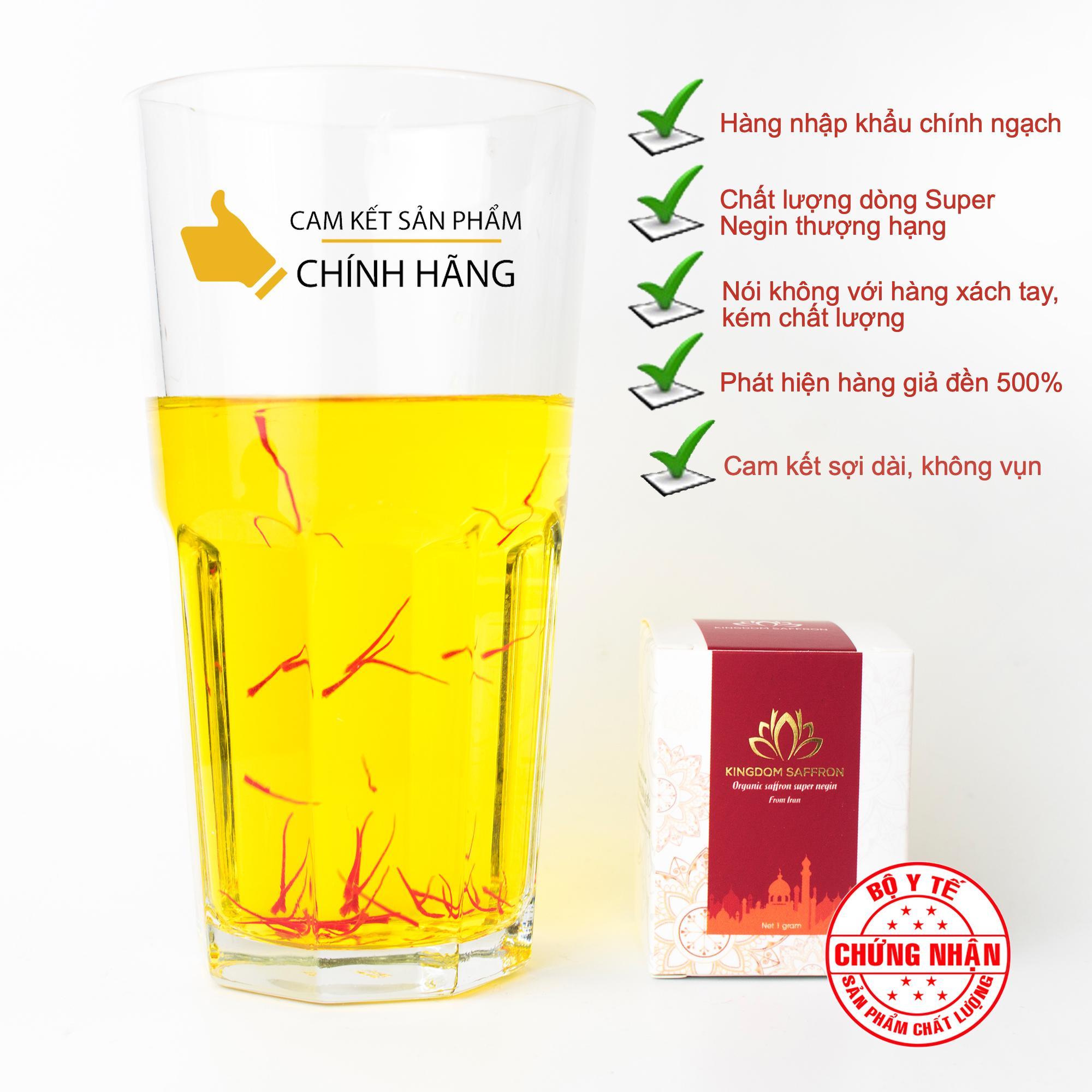 Saffron Kingdom Herb nhụy hoa nghệ tây Iran loại Super Negin thượng hạng chính hãng - Tặng bình nước thủy tinh cao cấp 500 ml