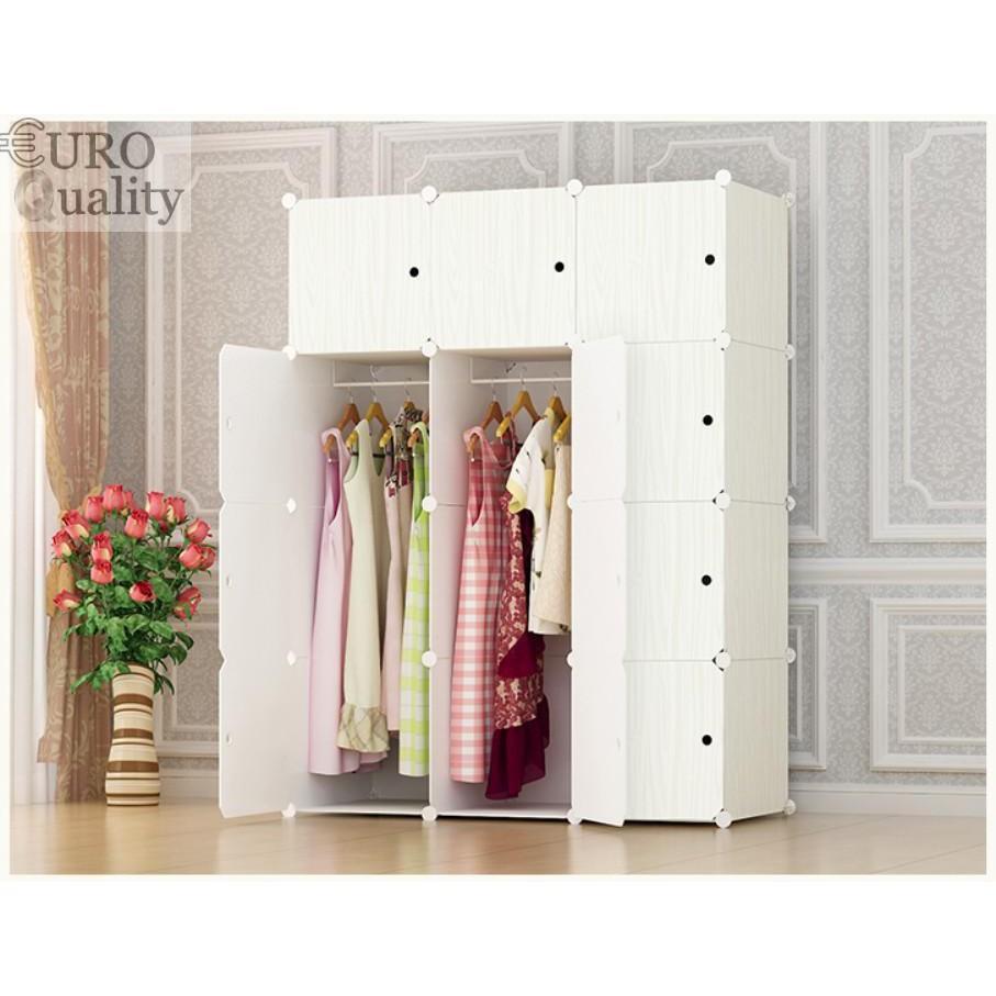 Tủ nhựa lắp ghép vân gỗ cao cấp Euro Quality 12 ô có kệ để giày