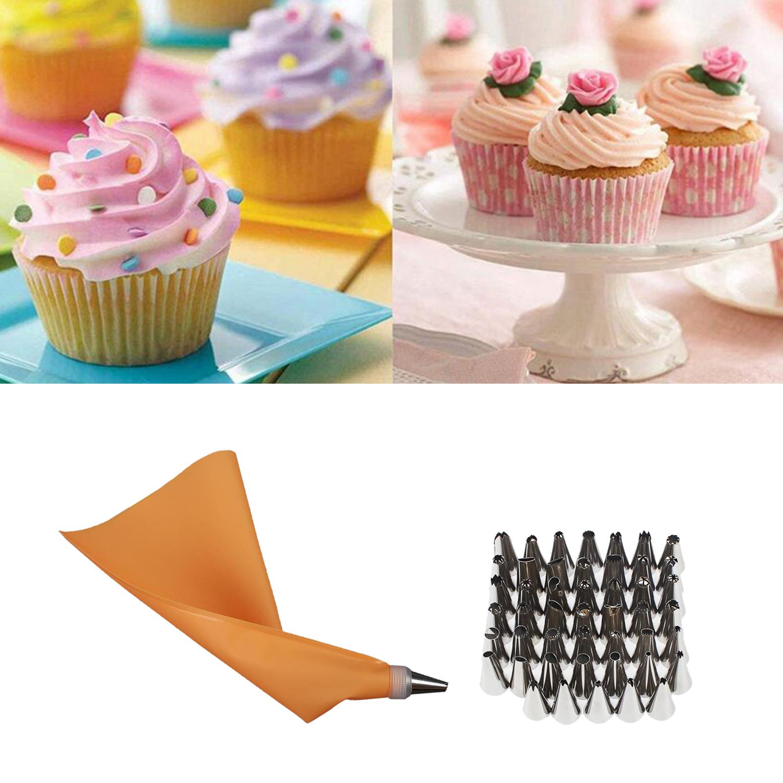 50 Pieces Cake Decorating Tools 1 Pieces Piping Bags 48 Pieces Cake Decorating Tips 1 Pieces Cake Couplers for Baking Cake Cookies Chocolate Decors