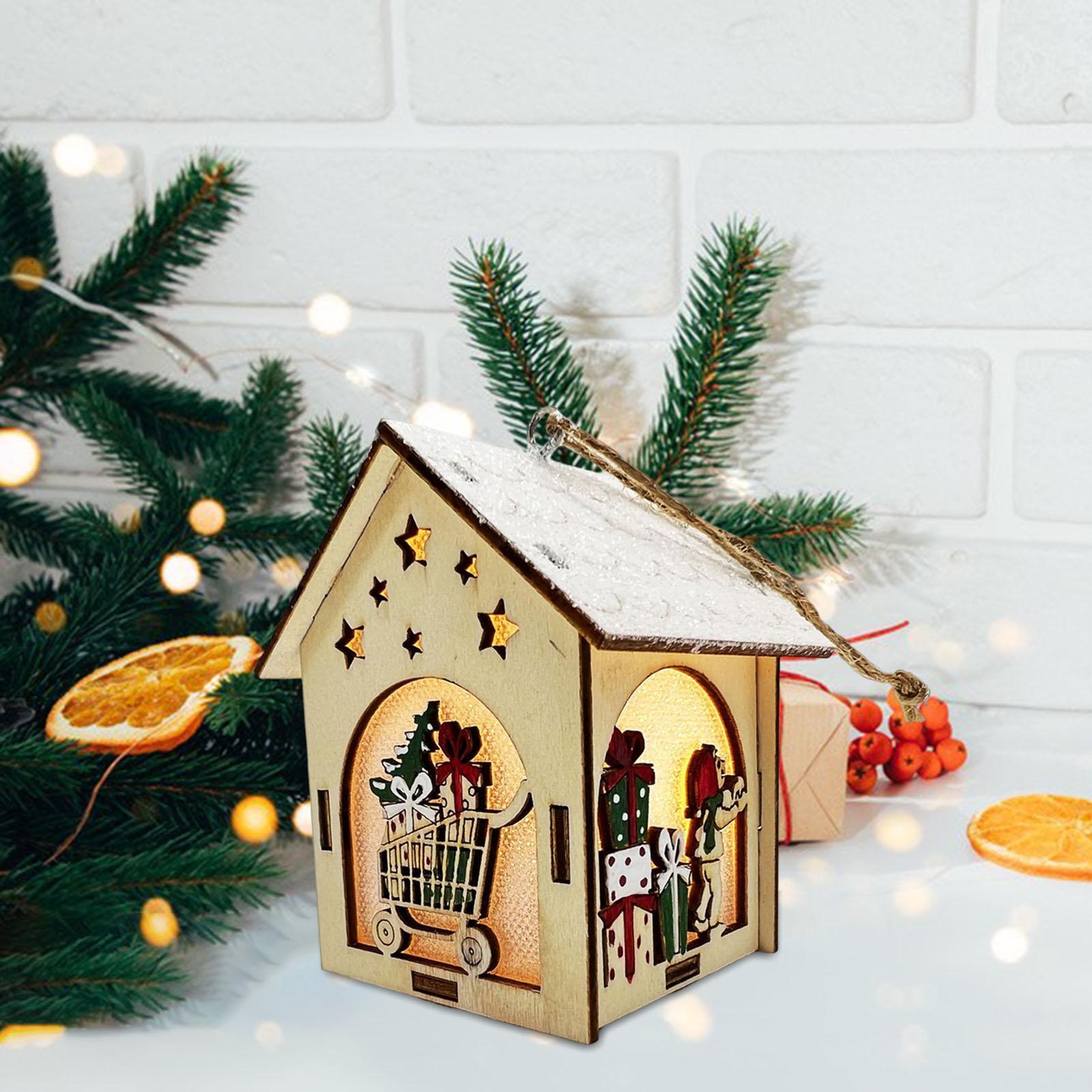 Mini Wooden House Building Set Lights up for Christmas Tabletop Decoration