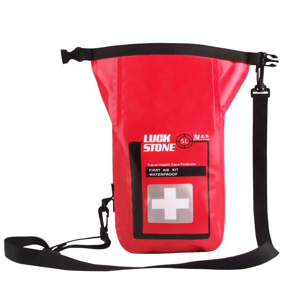 5L Empty Waterproof Emergency First Aid Kit Bag + Camping Raincoat Poncho