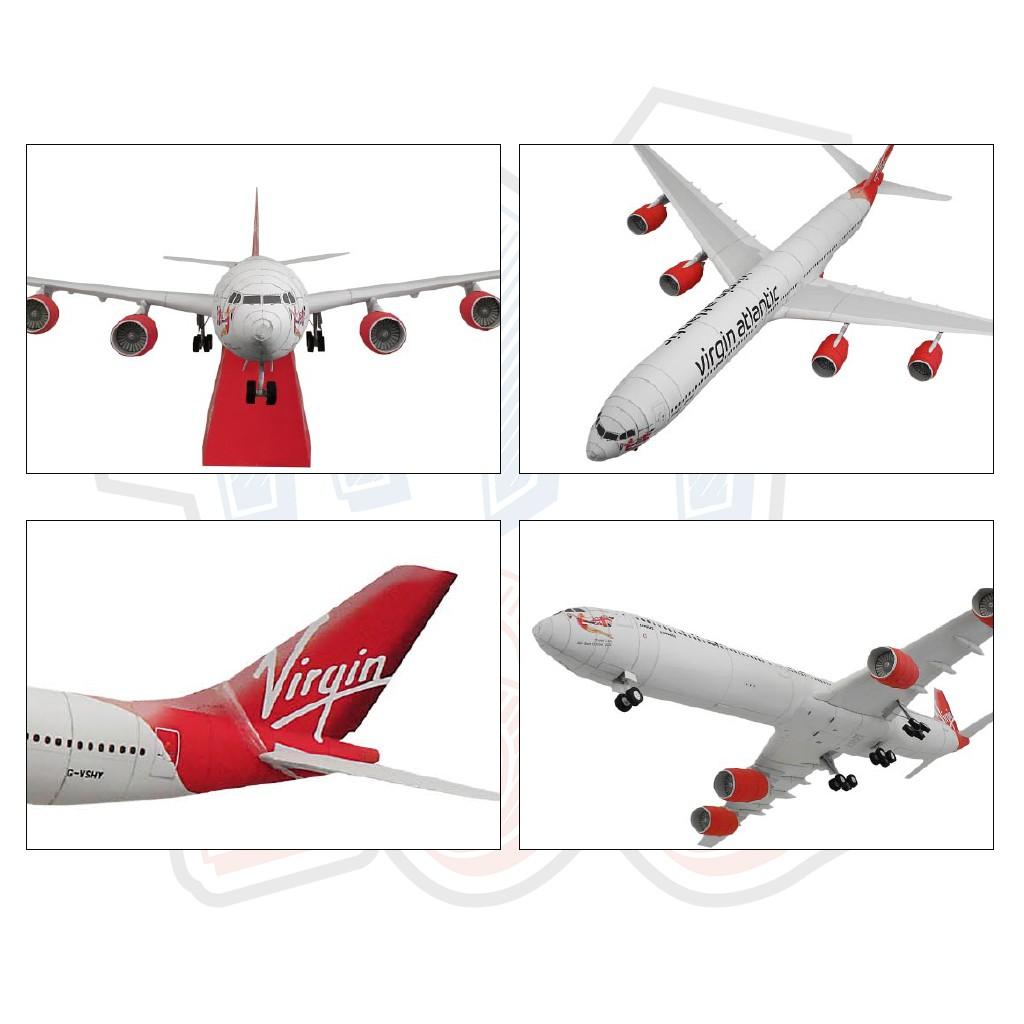 Mô hình giấy máy bay Virgin Atlantic AIRBUS A340-600