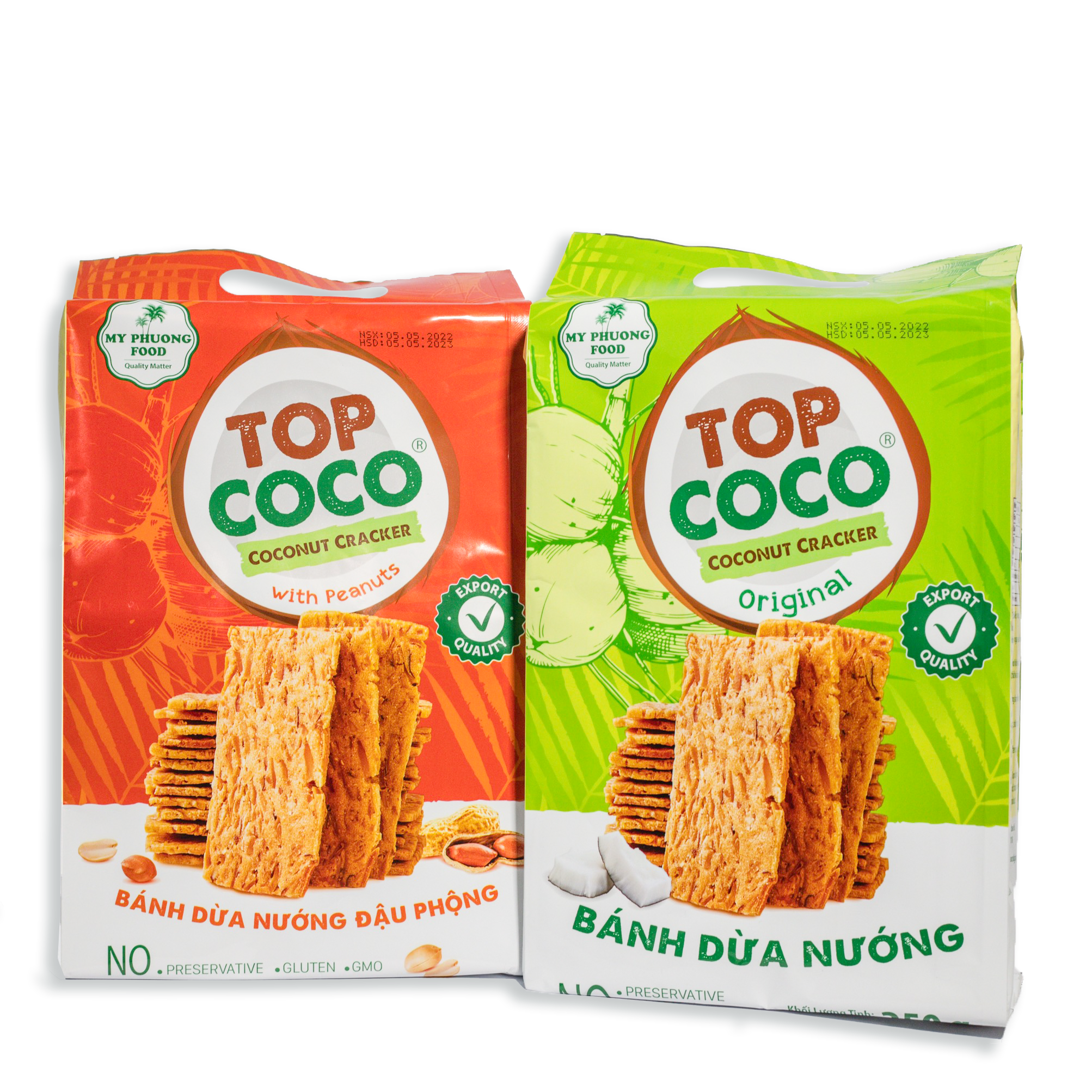 Bánh dừa nướng Topcoco -Túi cực đại Cao cấp 250g - Bánh ăn vặt - Quà biếu sang trọng