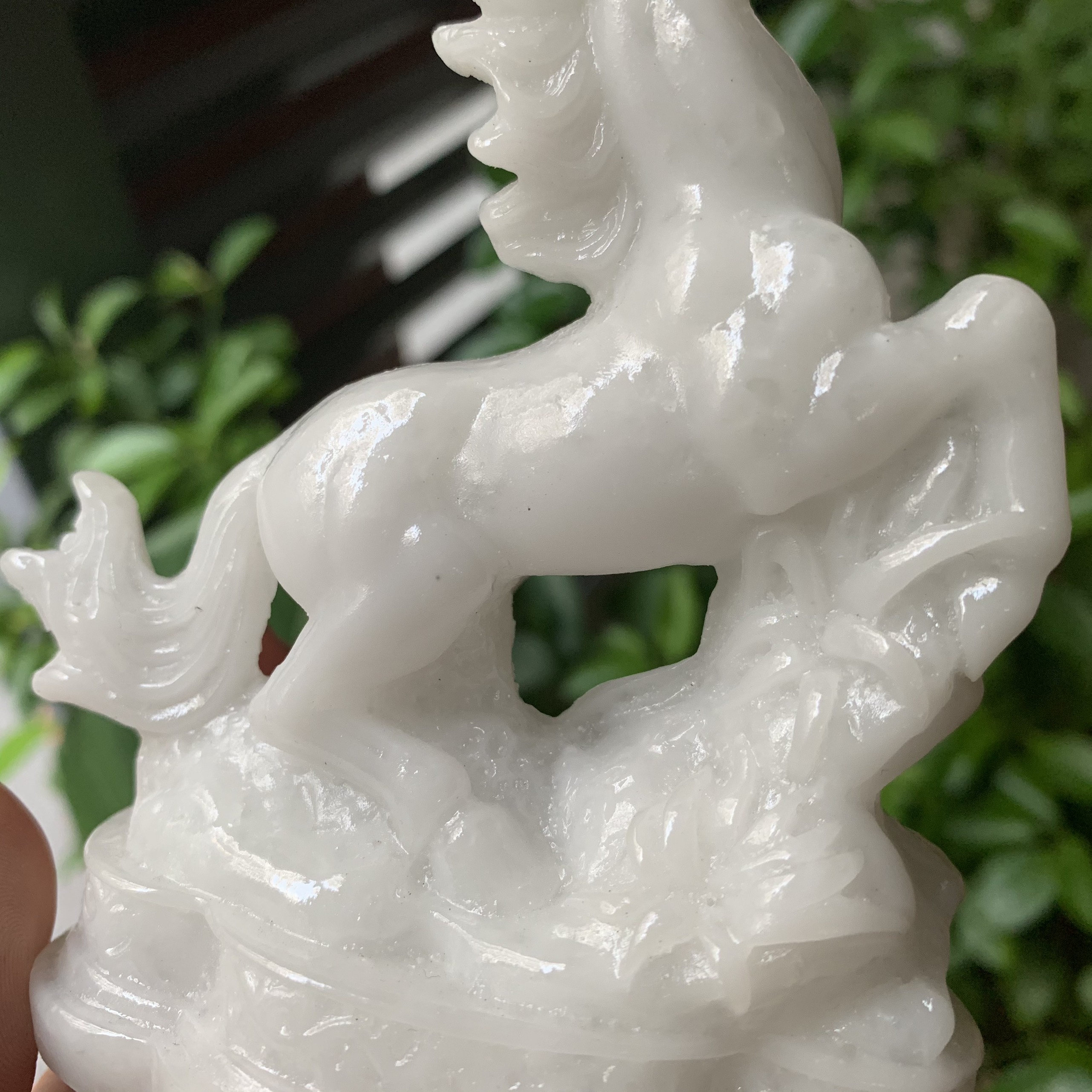 [Biểu tượng chiến thắng] Tượng Đá Trang Trí Ngựa Phong Thủy -  Màu trắng đá non nước - Cao 12cm