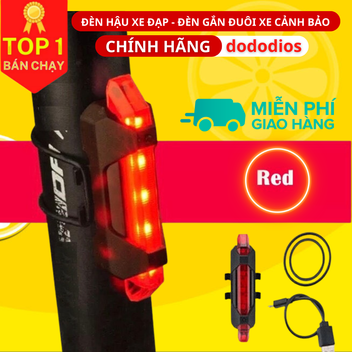 Đèn đuôi xe đạp cảnh báo ban đêm sạc USB đạp xe không thấm nước - đèn chiếu hậu xe đạp, đèn cảnh báo nhấp nháy, Đèn hậu xe đạp thể thao loại mới cao cấp,đèn xe đạp hậu led gắn sau xe cảnh báo an toàn có thể sạc lại - Hàng Chính hãng dododios