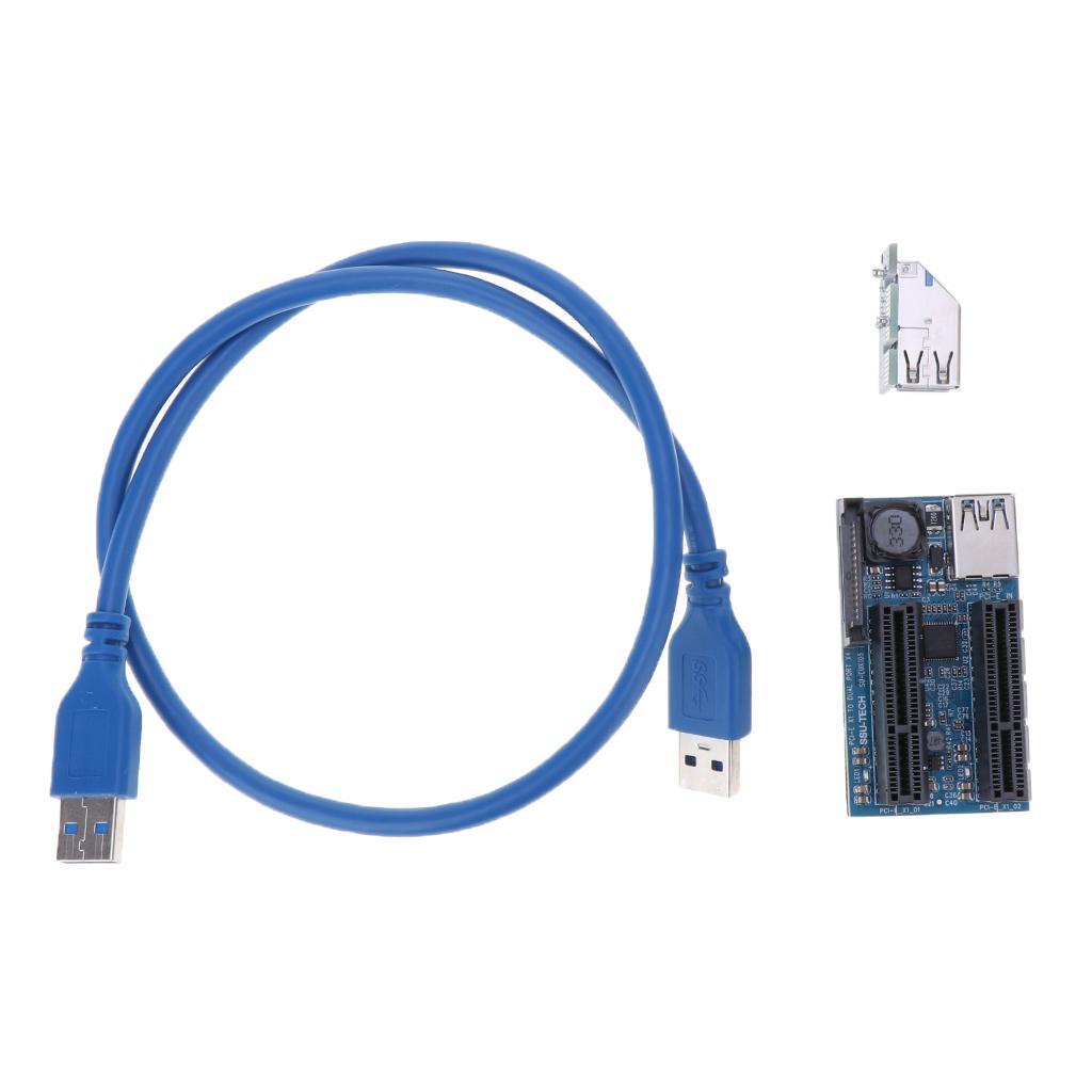 Express -E 1x To Dual 4x Extender Riser Card Adapter USB 3.0 Cable