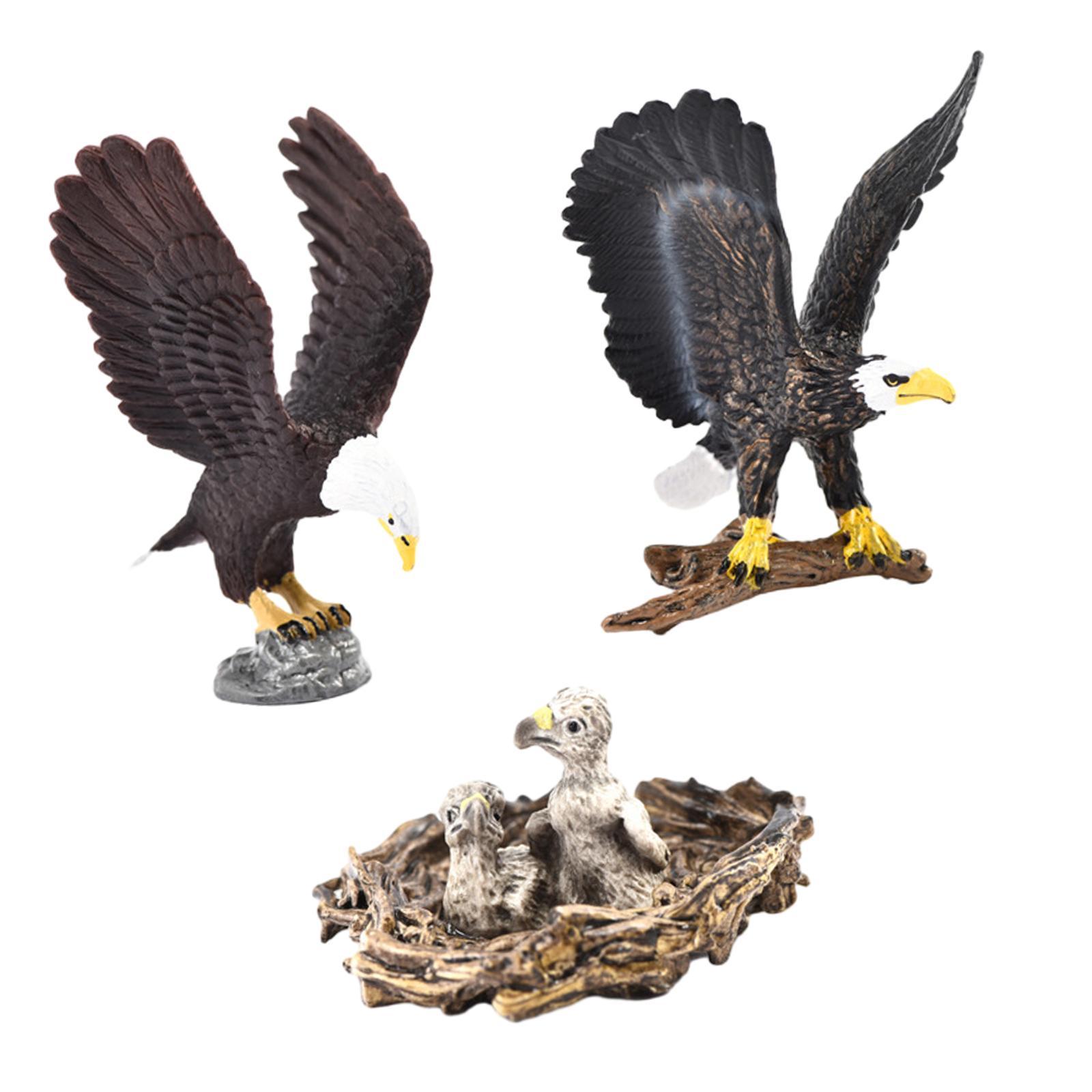 3Pcs Eagle Statue Set Animal Bird Figures for Tabletop Living Room Party