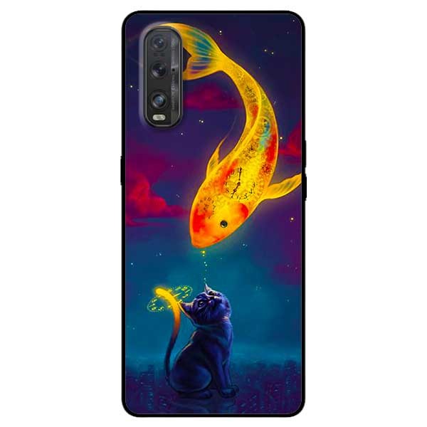 Ốp lưng dành cho Oppo Find X2 mẫu Mèo Và Cá