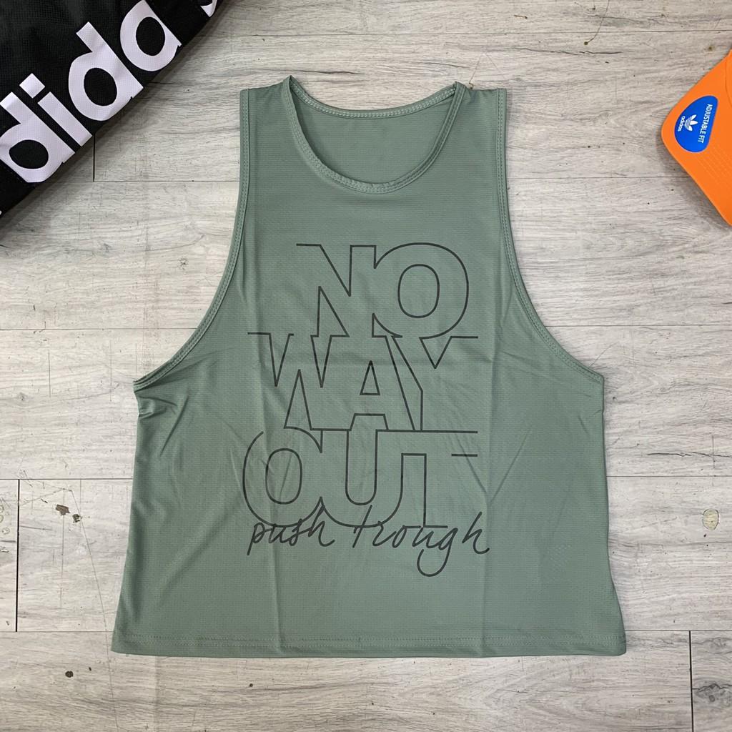 Áo Tanktop thể thao tập gym, yoga nữ NO WAY OUT vải thun lưới thông thoáng mồ hôi