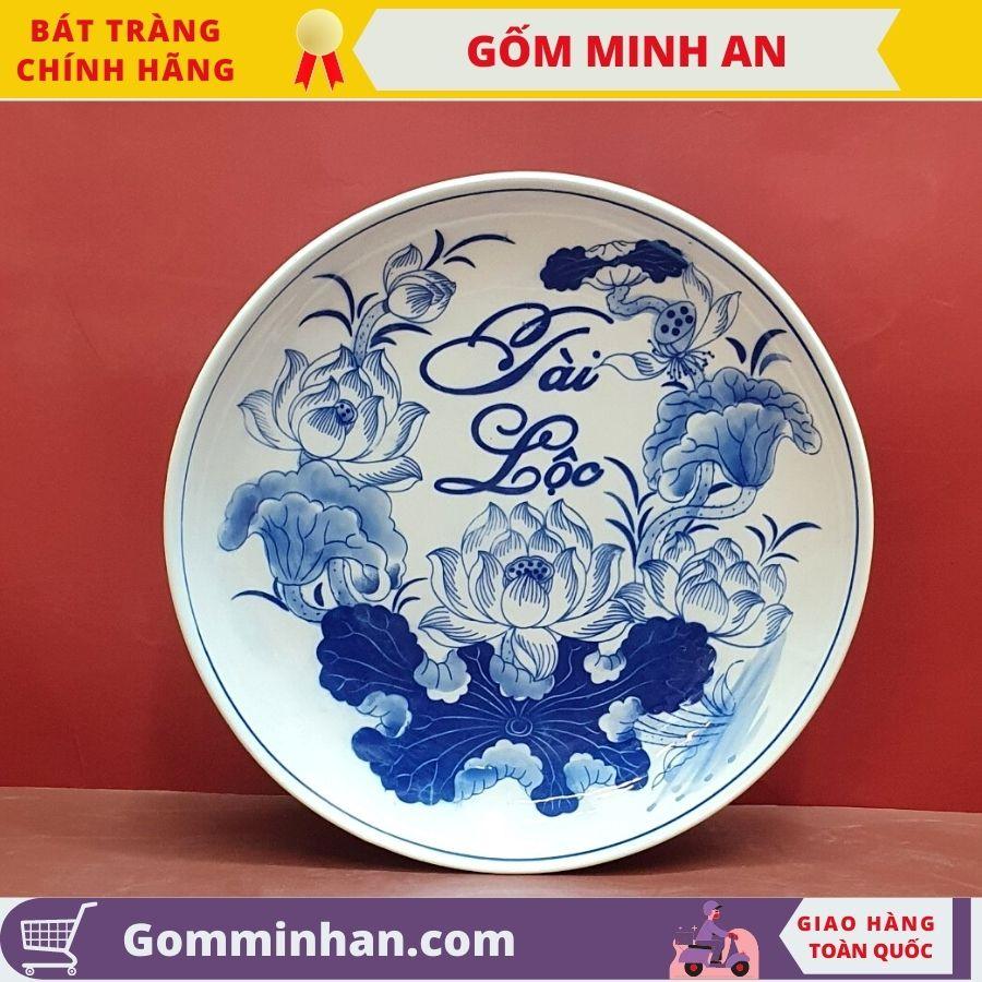 Mâm Bồng Thờ Đĩa Bồng Thờ Đĩa Bày Ngũ Quả Gốm Men Trắng Vẽ Tay Hoa Sen Cao Cấp -Gốm Sứ Bát Tràng- Gốm Minh An