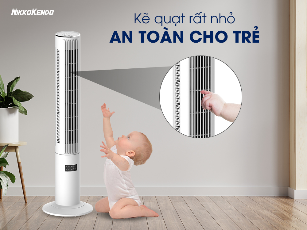 Quạt tháp Nikkokendo FT-36 có remote điều khiển từ xa xoay 360 độ hẹn giờ lọc không khí - Hàng chính hãng