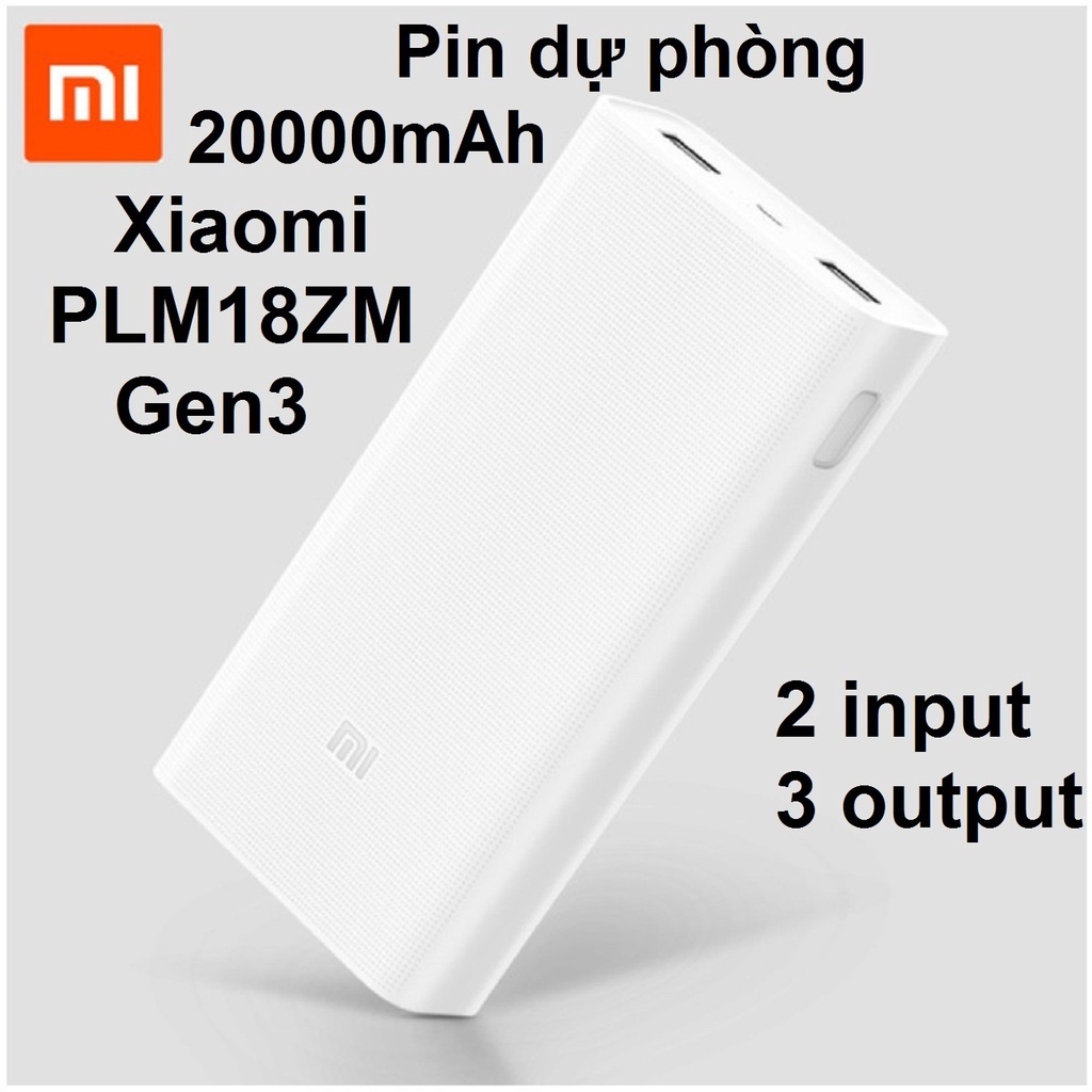 Pin dự phòng 20.000mAh Xiaomi PLM18ZM GEN3 (VER 2019) 3 cổng sạc _ Hàng chính hãng