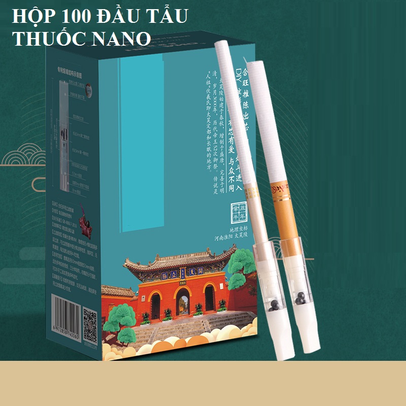 Hộp 100 đầu tẩu thuốc, lọc khói thuốc tinh thể nano bảo vệ sức khỏe