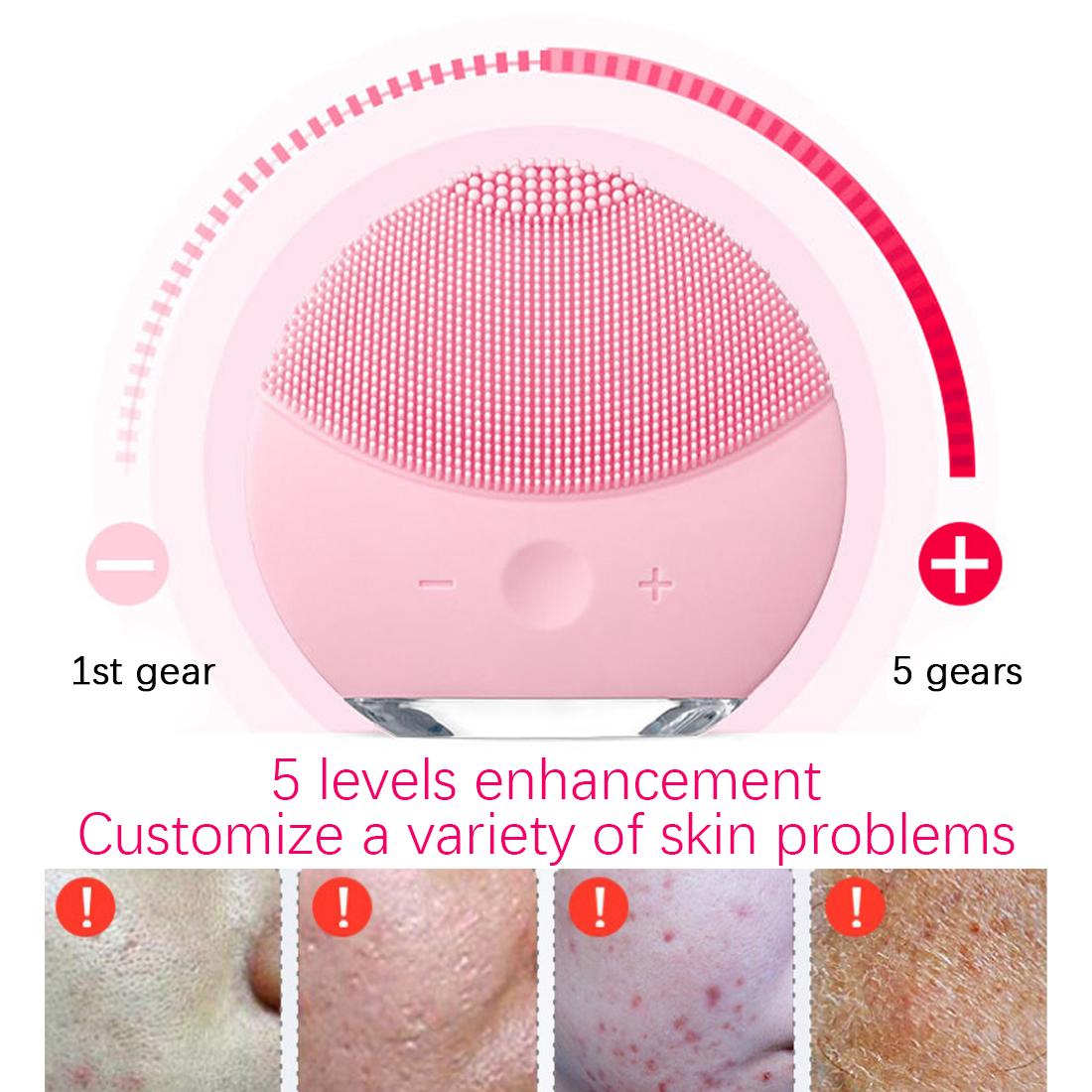 Điện Ốp Mặt Bàn Chải Mặt Bàn Chải Rửa Mặt Âm Rung Sữa Rửa Mặt Sâu Lỗ Chân Lông Làm Sạch Da Máy Mát Xa