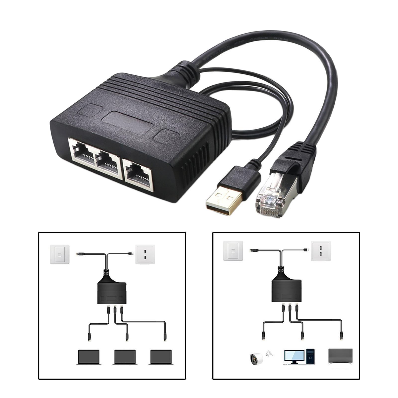 RJ45 Ethernet Splitter,  Port 3 Devices Simultaneous Networking Ethernet Cable Connector for Network Plug Connector ,Lightweight ,Fashion