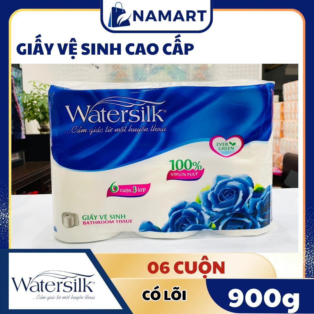 Giấy vệ sinh WATERSILK 35M 6 cuộn Có Lõi 3 Lớp siêu dai mịn 0.9Kg - 100% Bột giấy nguyên sinh - Hàng chính hãng.