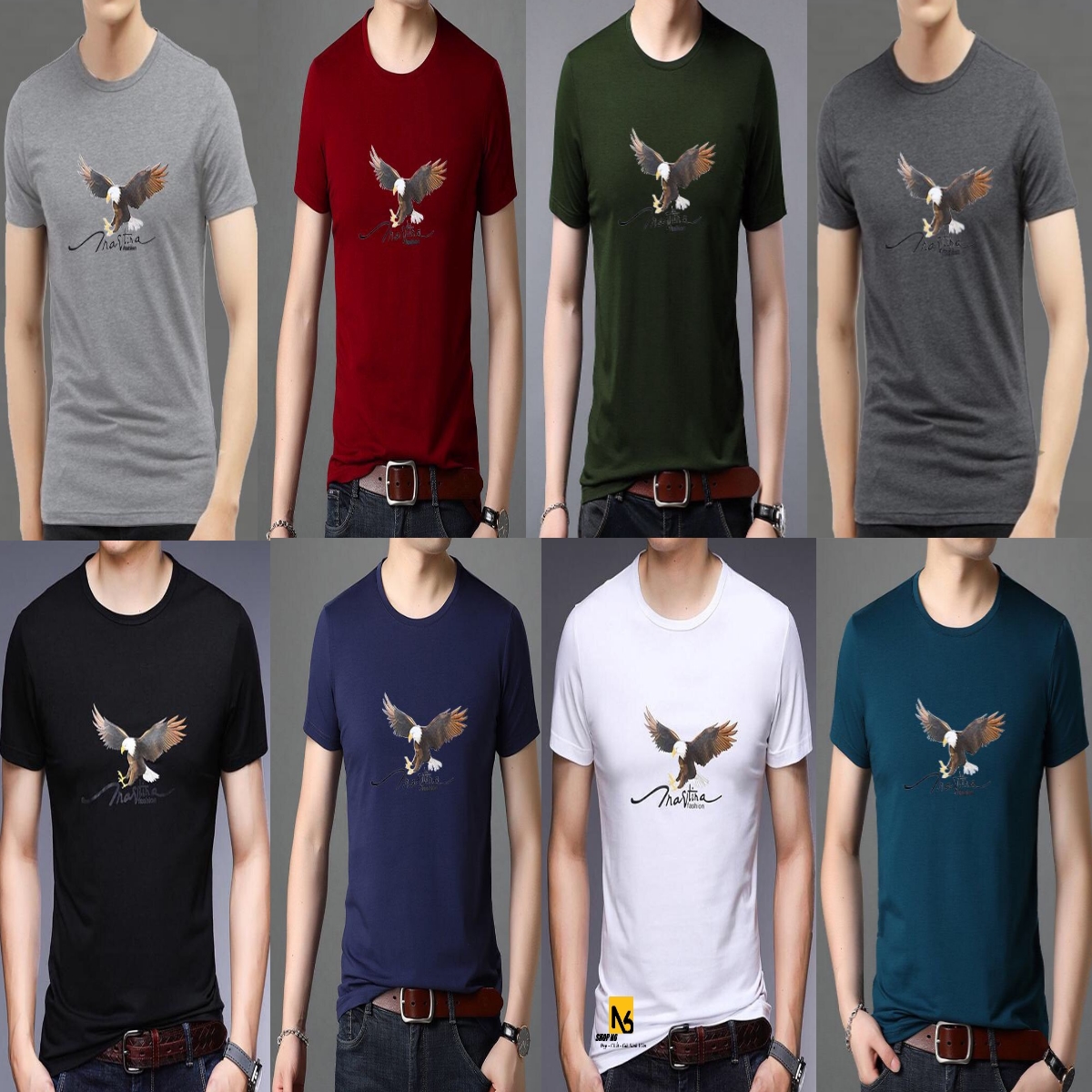 Áo Thun Nam Cotton Cổ Tròn Hình 3D Eagle Cao Cấp ShopN6 - AT06
