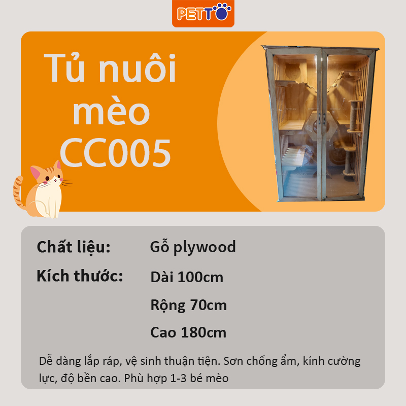 Tủ nuôi mèo - Nhà mèo khép kín, rộng rãi hiện đại phù hợp mọi không gian CC005