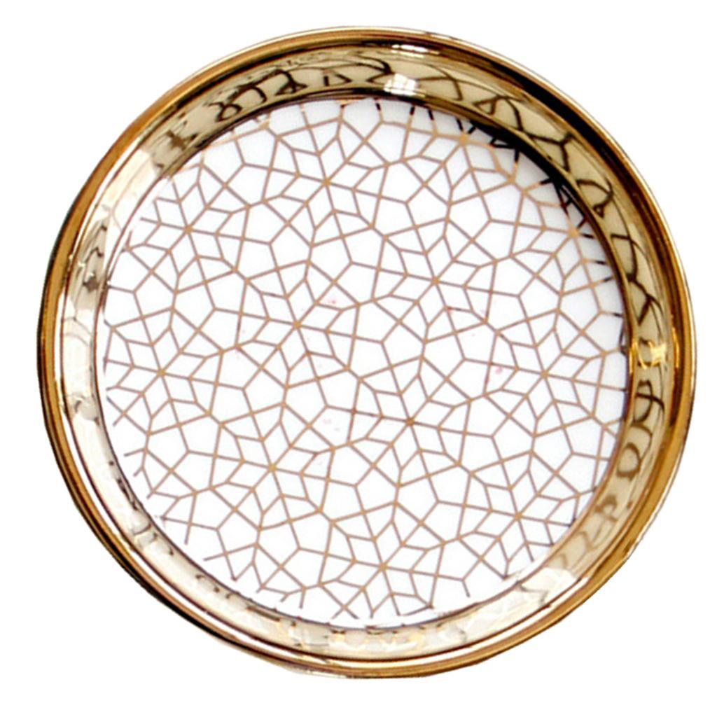 2X Nordic Style Ceramic Small Dishes Circle Trinket Tray Gold Trim Style-03