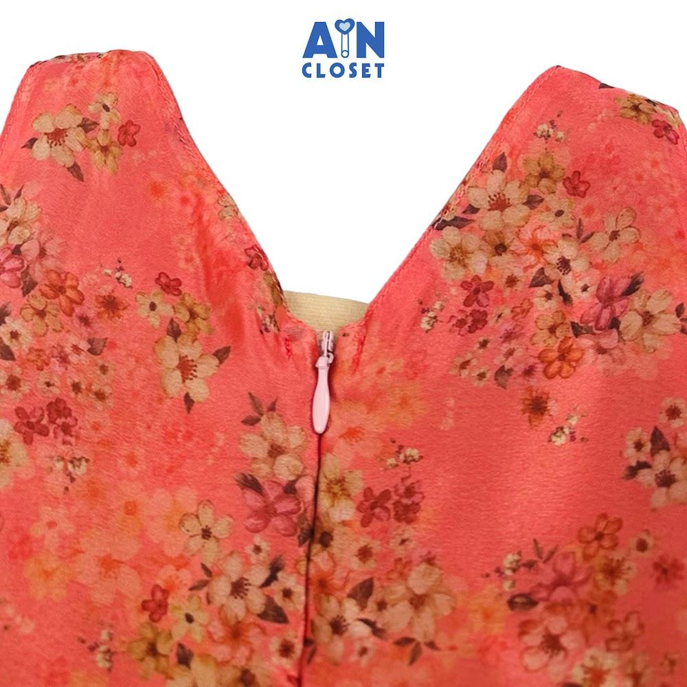 Đầm bé gái họa tiết Hoa Vàng Anh Cam tơ silk - AICDBGQBMSG7 - AIN Closet
