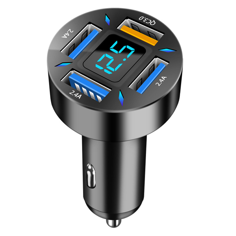 Tẩu Sạc Xe Ô Tô 4 Cổng USB Công Nghệ Sạc Nhanh QC 3.0A | Tẩu Sạc Điện Thoại Dùng Trên Xe Ô Tô 4 Cổng USB Sạc Được Nhiều Thiết Bị Cùng Lúc, Hỗ Trợ Sạc Nhanh QC 3.0A
