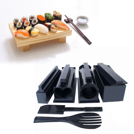 Bộ Khuôn Dụng Cụ Làm Sushi, Cơm Cuộn 10 Món Tiện Lợi, Nhanh Chóng