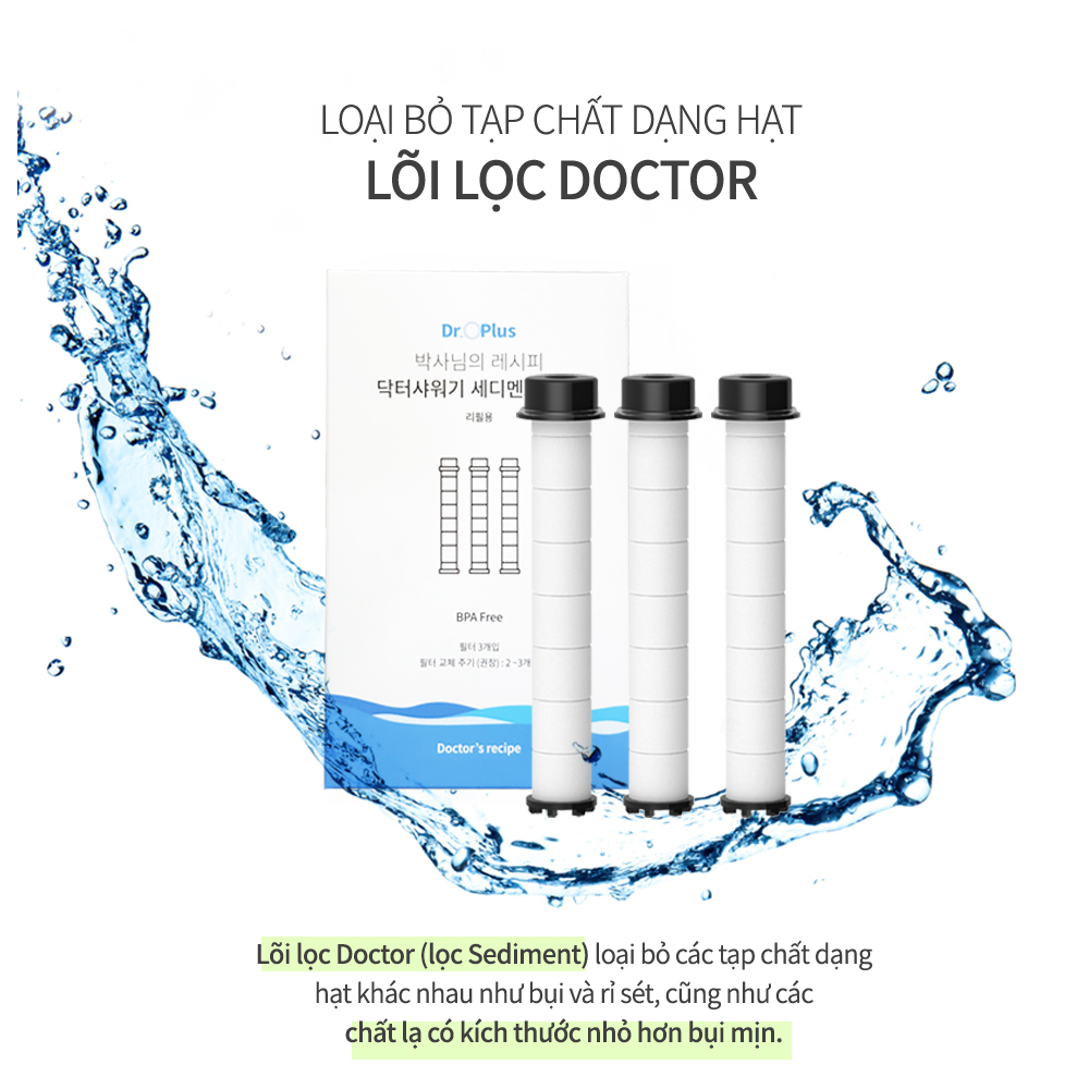 Bộ 3 Lõi Lọc Sediment Dùng Cho Vòi Sen Doctor Shower - 100% Nhập Khẩu Hàn Quốc