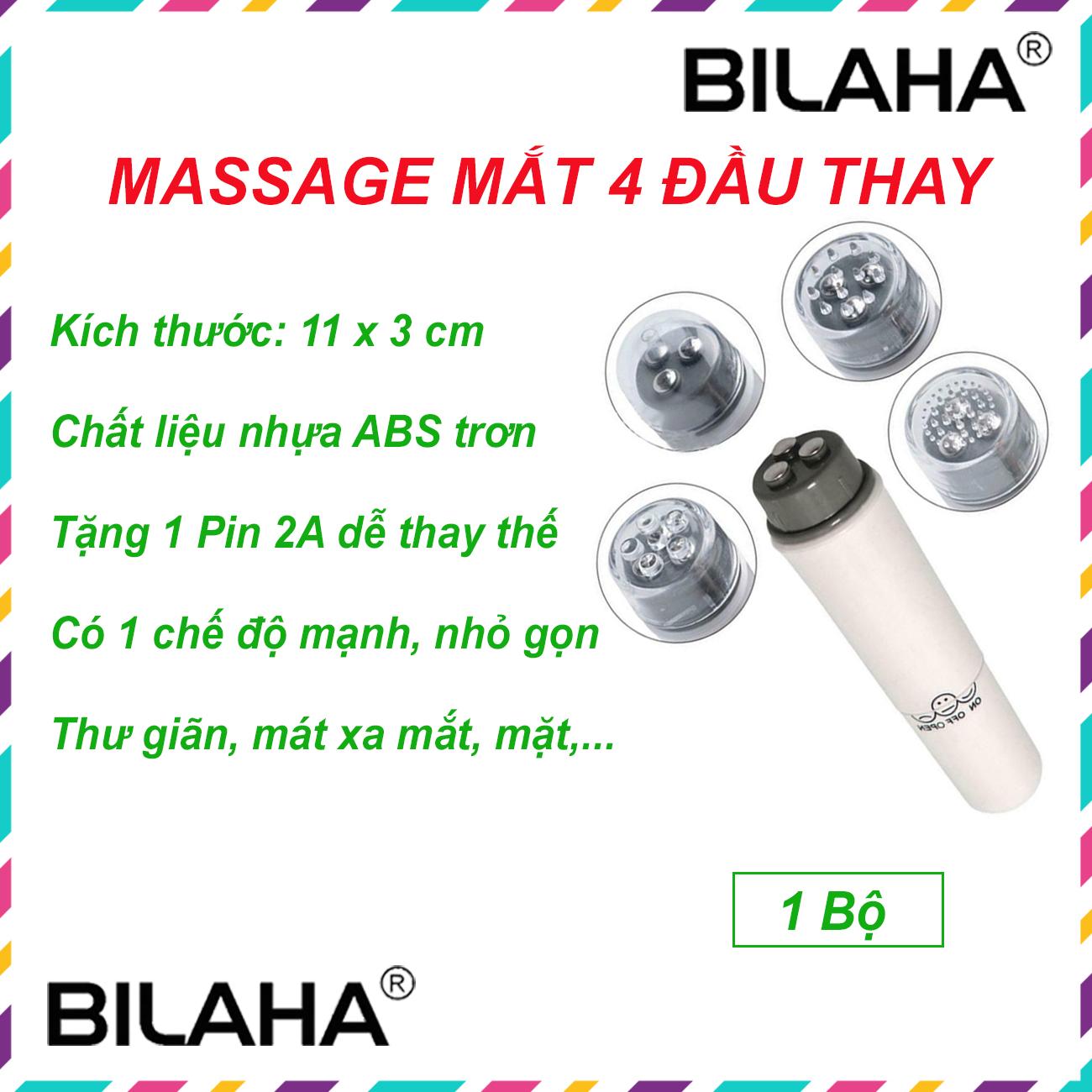 Máy massage mặt cầm tay 4 đầu giúp giảm mệt mỏi làm đẹp da xóa thâm quầng mắt (có hàng sẵn) (Hàng Chính Hãng)