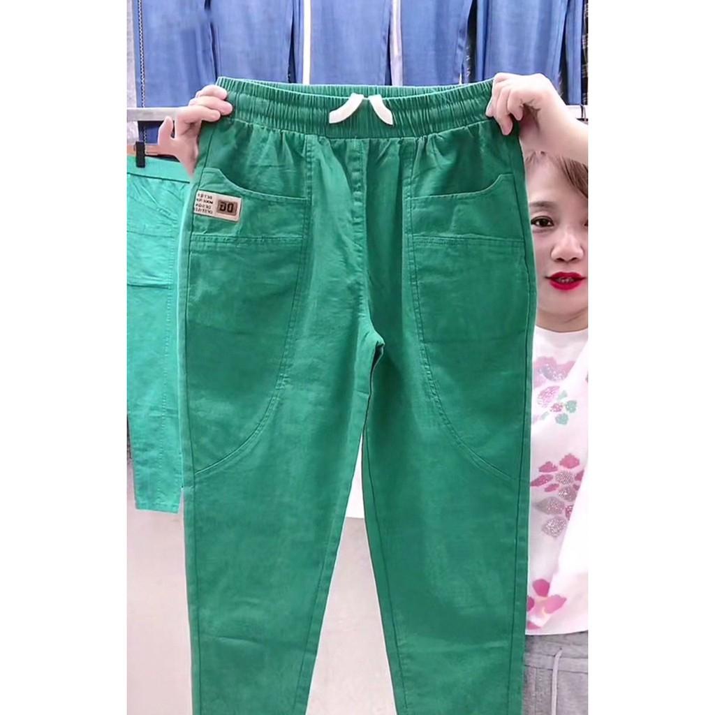 Bigsize Quần Baggy Nữ, Quần Kaki Nữ Cạp Chun có dây rút Phong Cách Trẻ Trung Sành Điệu Mẫu mới