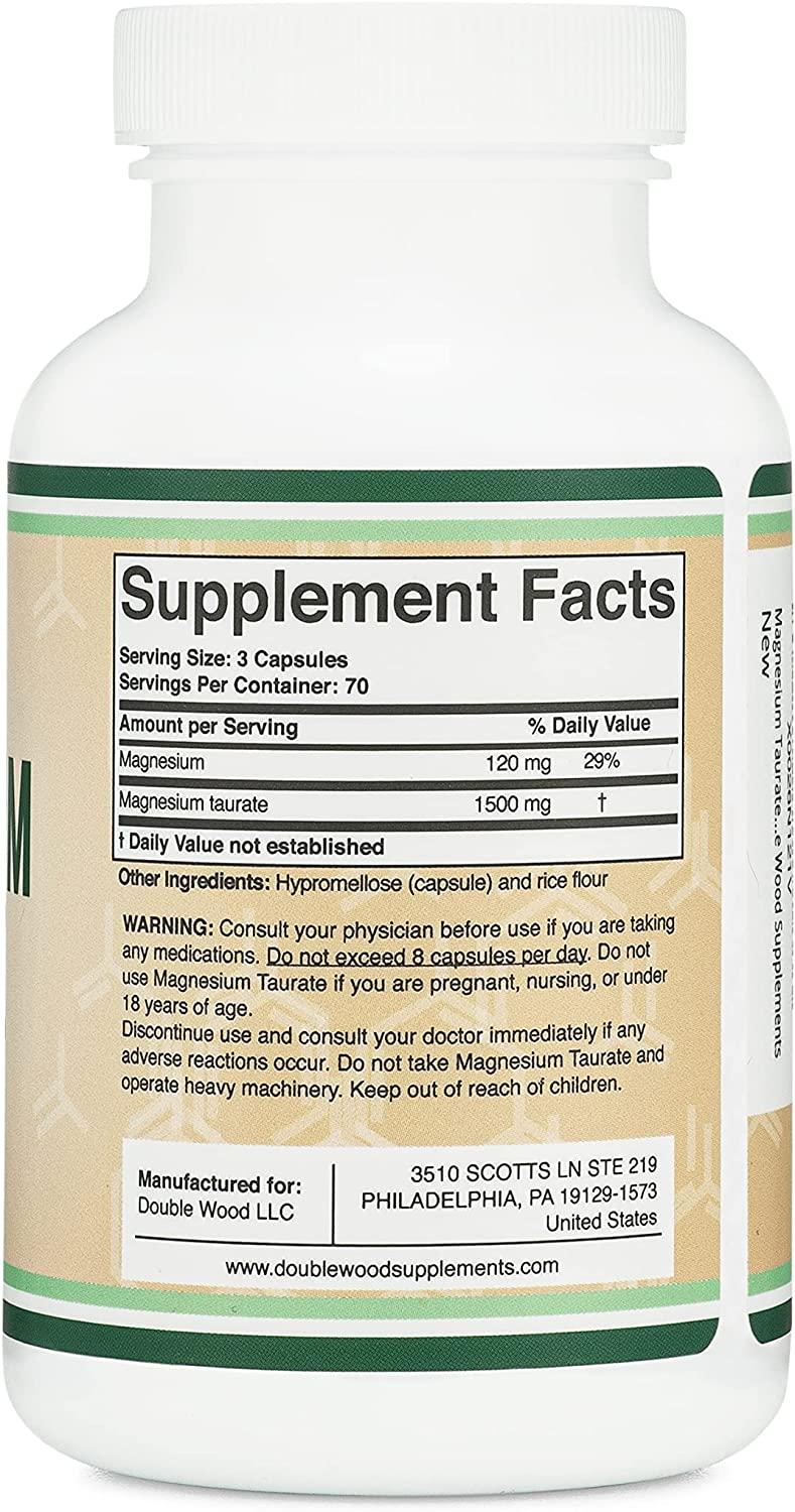 Magnesium Taurate Supplement for Sleep, Calming, and Overall Support - 1,500mg, Manufactured in USA, 120 capsules