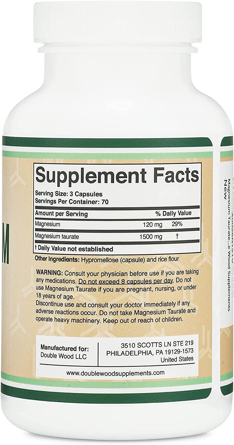 Magnesium Taurate Supplement for Sleep, Calming, and Overall Support 1,500mg Manufactured in USA, 1200 Capsules