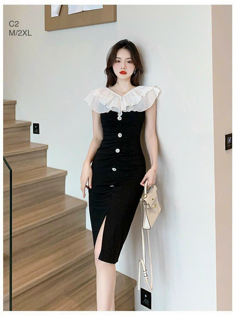 ĐẦM BODY THUN PHỐI NÚT SIÊU ĐẸP