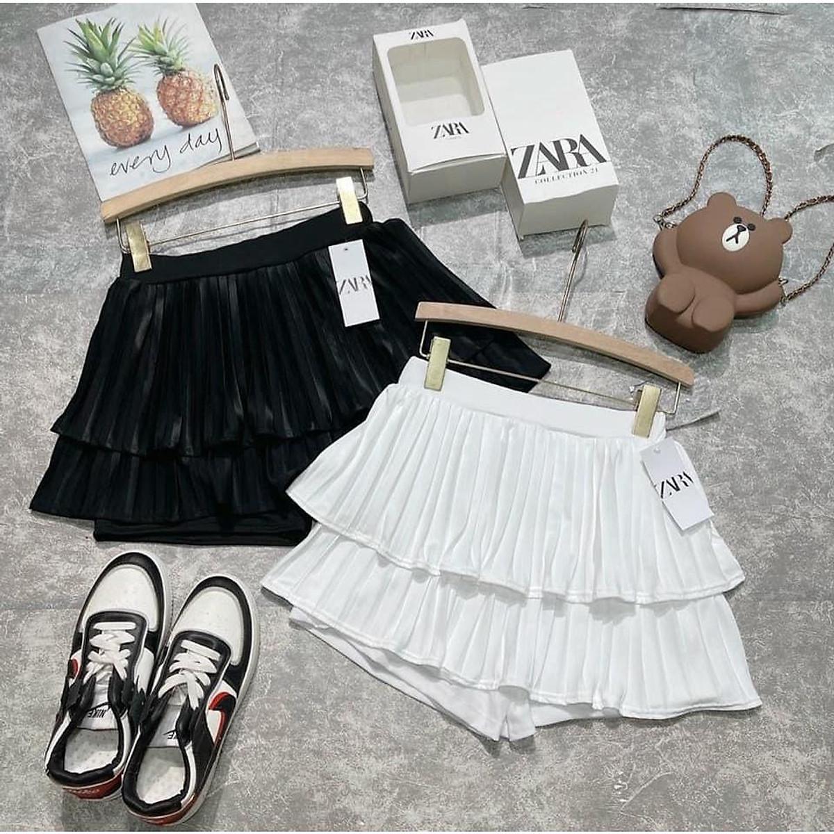 Chân váy tennis xếp ly đen trắng lưng cao ngắn bigsize trơn ulzzang Chân Váy Xếp Li 2 Tầng Có Kèm Quần Trong Như Ảnh Váy