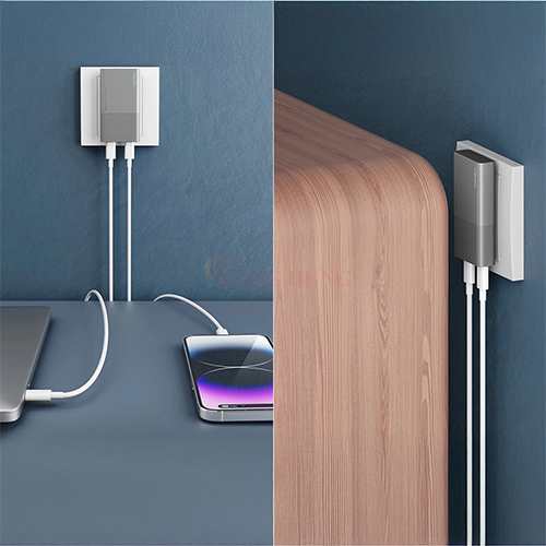 Cốc sạc Cuktech Ultra Slim 2Type-C 65W AD652S - Hàng chính hãng