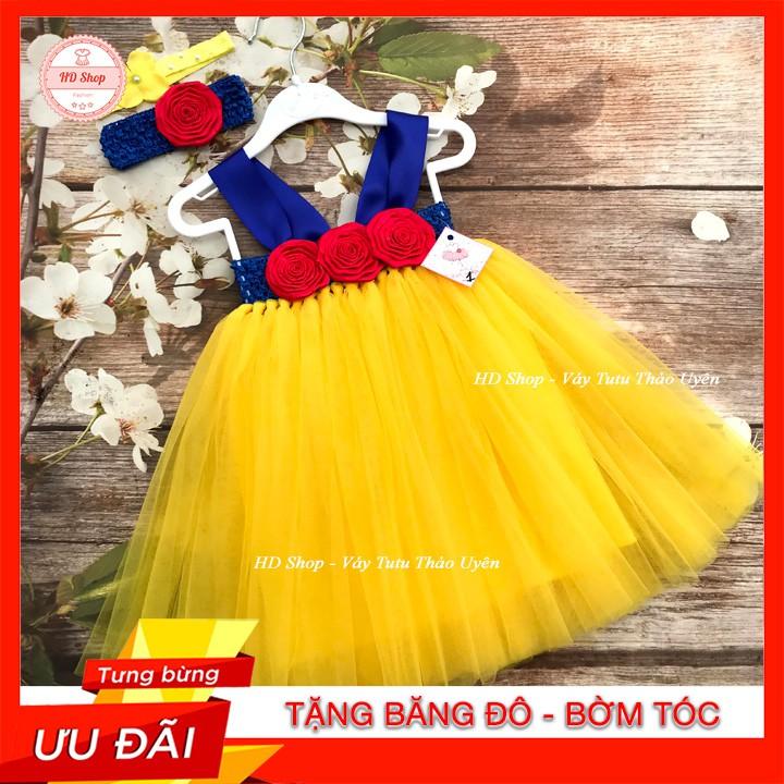 Đầm Cho bé Đầm Công Chúa Bạch Tuyết Hoa Hồng Cuốn