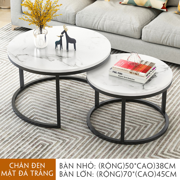 Bàn trà đôi cao cấp, bàn trà mặt vân đá đẹp, bàn sofa