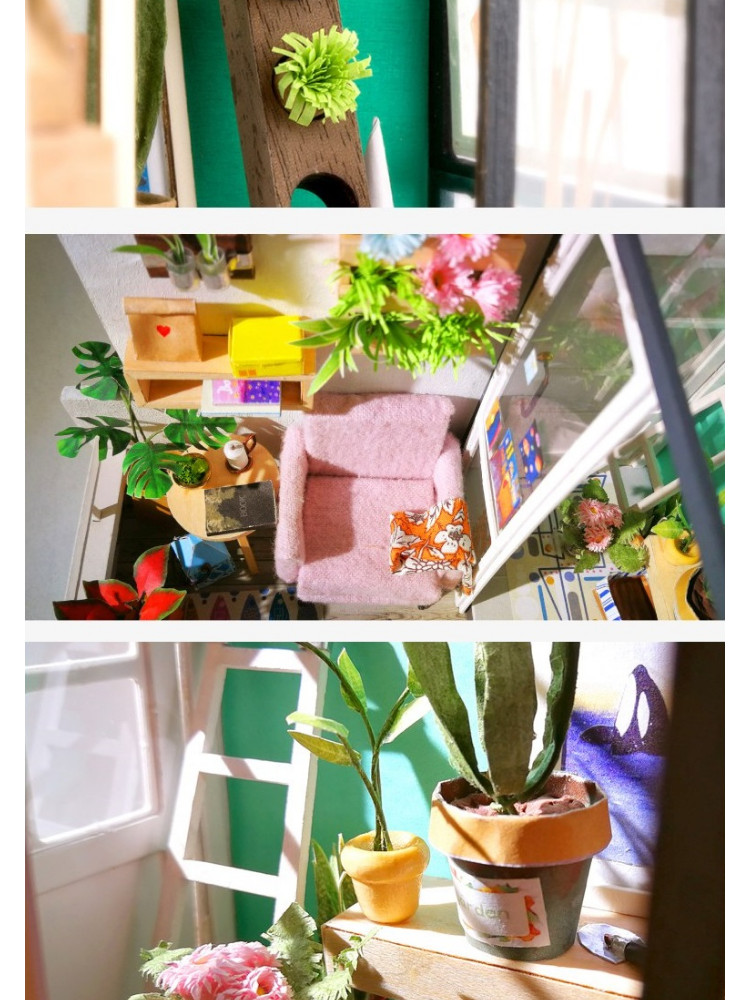 Mô hình nhà DIY Doll House Balcony Day Dreaming DGM05 kèm Đèn LED