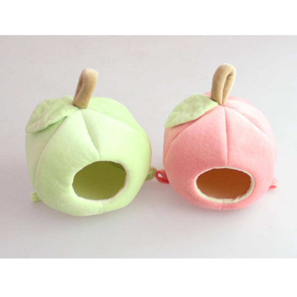2 Pieces Apple Shape Warm Plush Hammock Small Animal Cage Hamster Hammock
