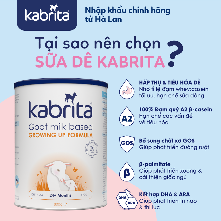 Sữa dê Kabrita số 3 cho trẻ trên 24 tháng - Lon 800g