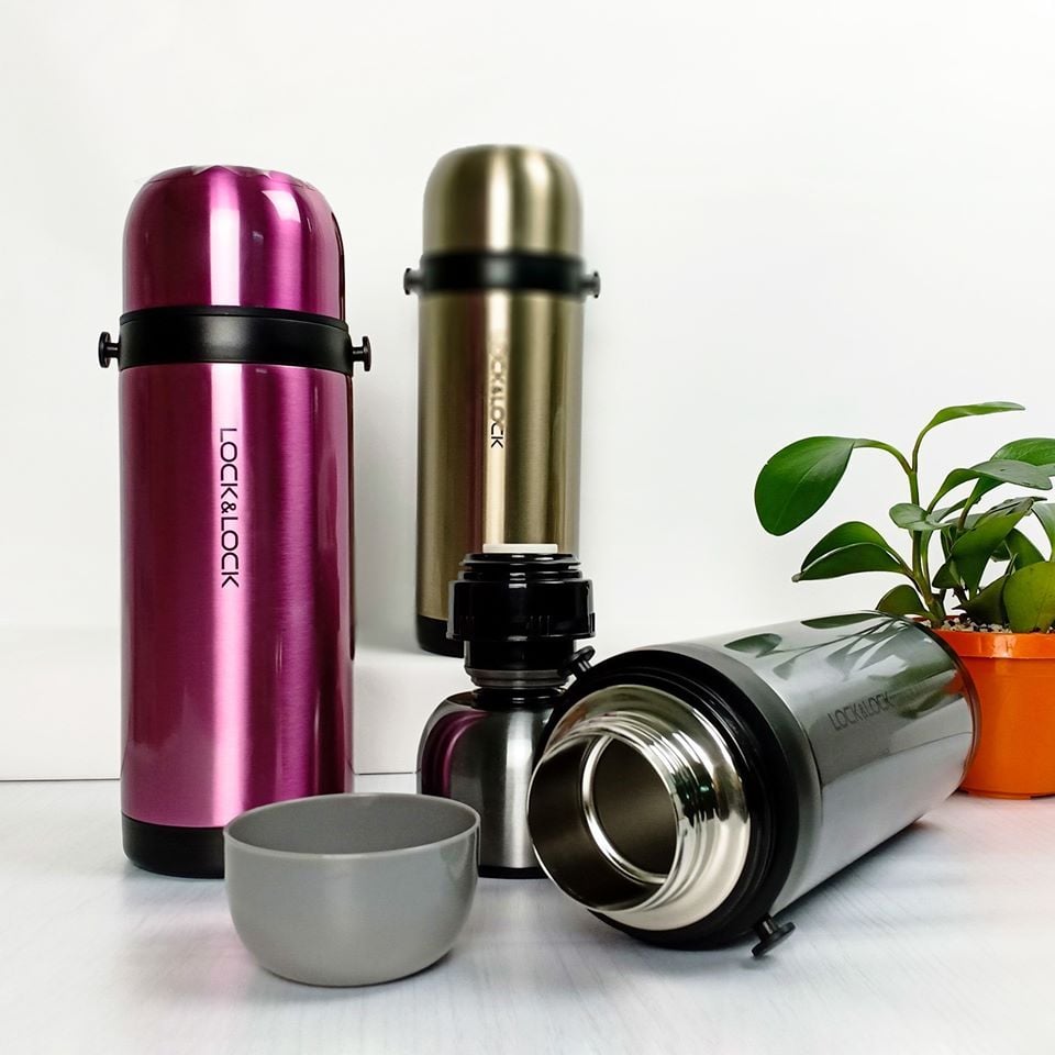 Bình giữ nhiệt Easy Take LocknLock LHC1439 dung tích 1000ml - thép không gỉ, dây xách - Hàng chính hãng