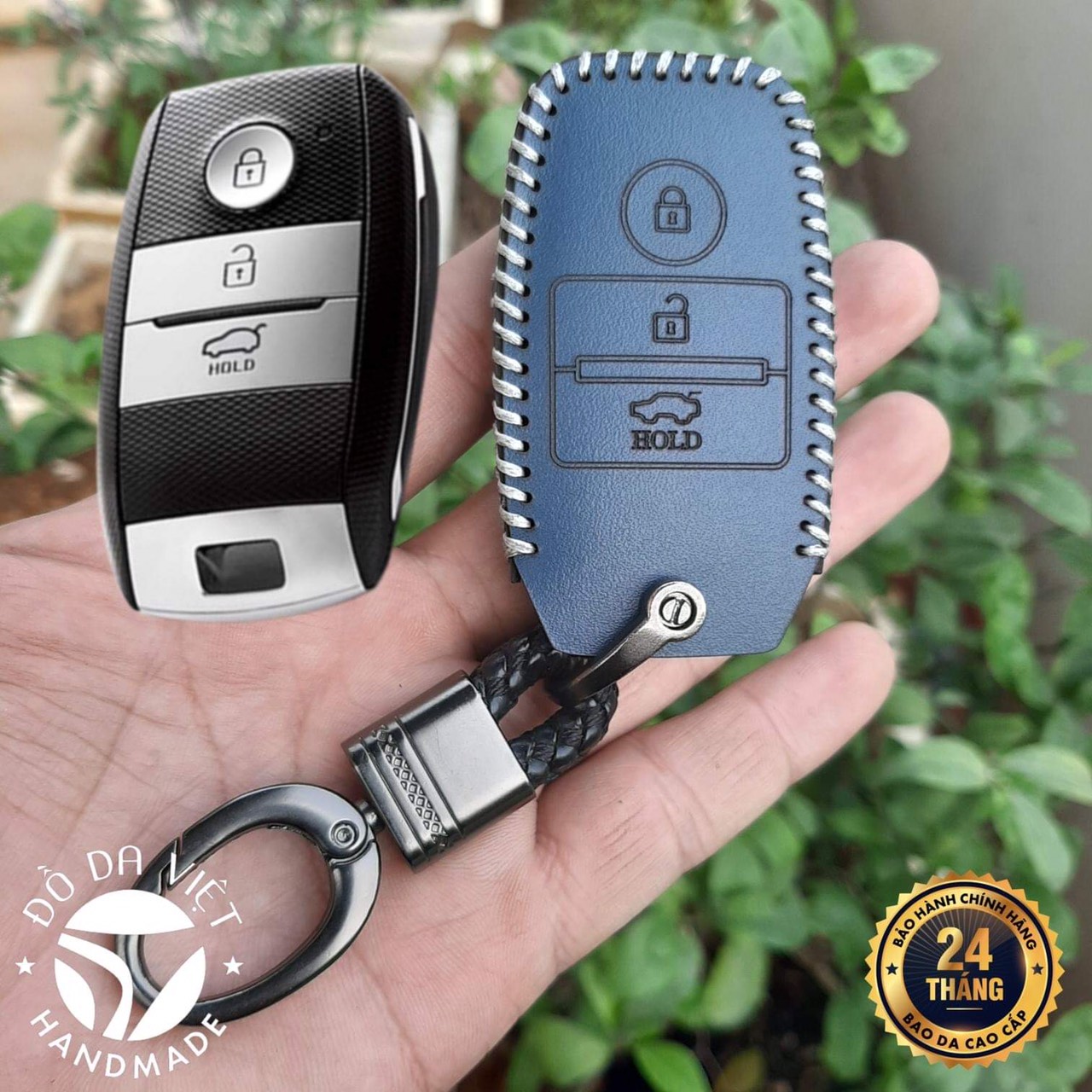 Bao Da Chìa Khóa Ôtô Kia Seltos, Soluto, K3, Cerato 14-18, Sorento, Morning- Chìa thông minh 3 nút...Da Bò ITALIA, Khắc Tên + Số ĐT Chủ