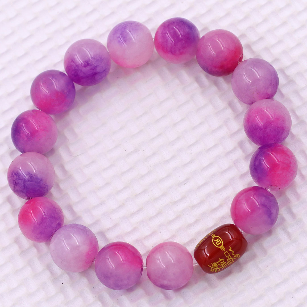 Vòng chuỗi đeo tay đá thạch anh hồng tím 10 ly charm giải thái tuế phù, vòng chuỗi phong thủy, giải năm hạn thái tuế