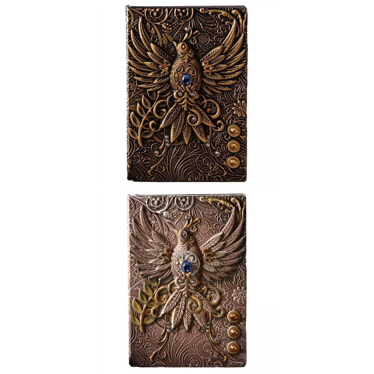 2pcs Retro Embossed Phoenix Pattern Writing Notebook A5 Lined Journal Unique