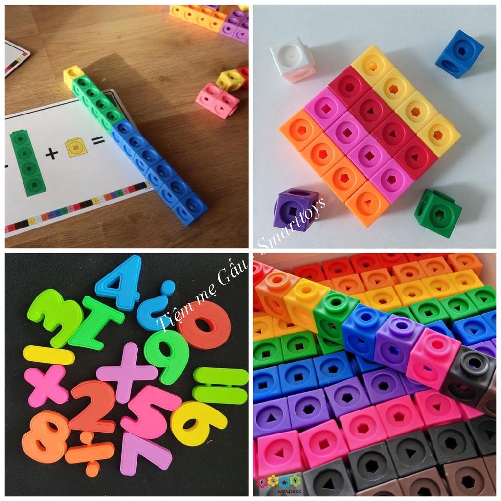 BỘ HỌC TOÁN VÀ XẾP HÌNH SÁNG TẠO MATH LINK CUBES NUMBER BLOCK 100 KHỐI 10 MÀU SẮC