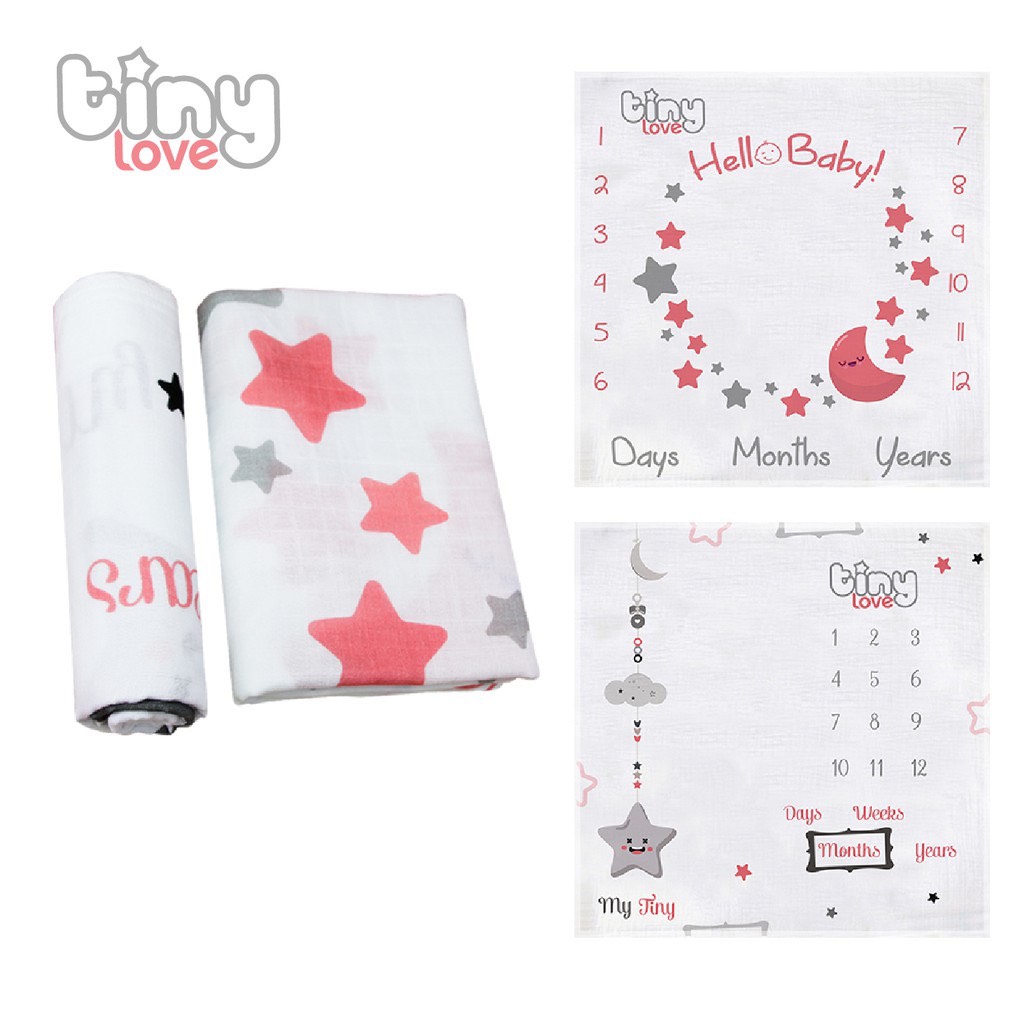 Bộ khăn tắm đa năng cho cả gia đình muslin sợi tre bamboo TinyLove, phù hợp sử dụng như chăn đắp, quấn ủ bé