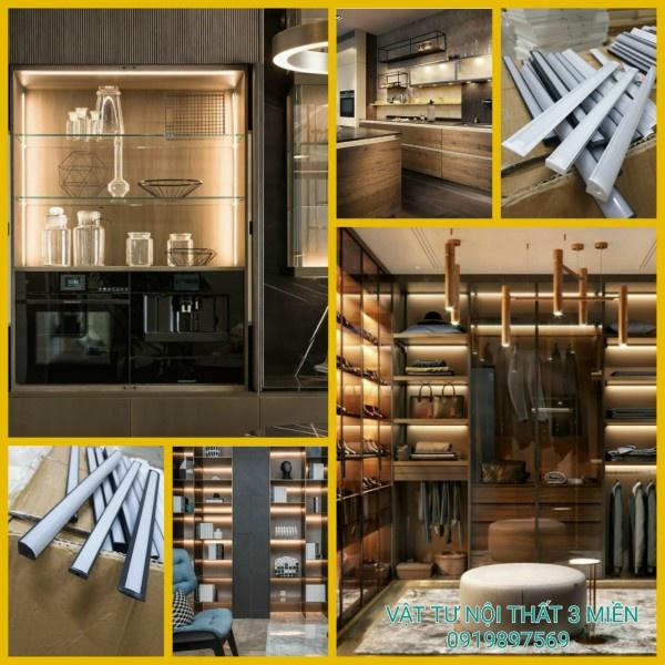 Thanh nhôm led định hình - thanh nhôm dùng cho led dán led thanh 12v trang trí nội thất Máng nhôm định hình