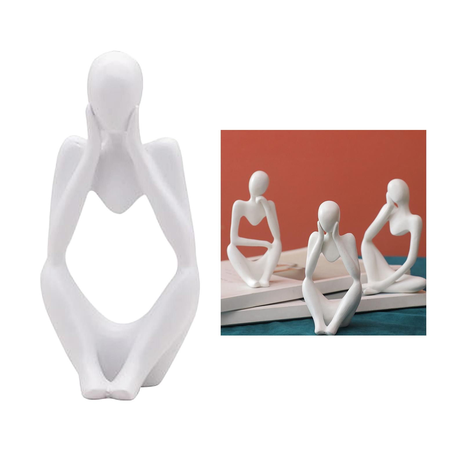 2Pcs Abstract Thinker Sculpture Resin Figurine Characters Statues Home Decor