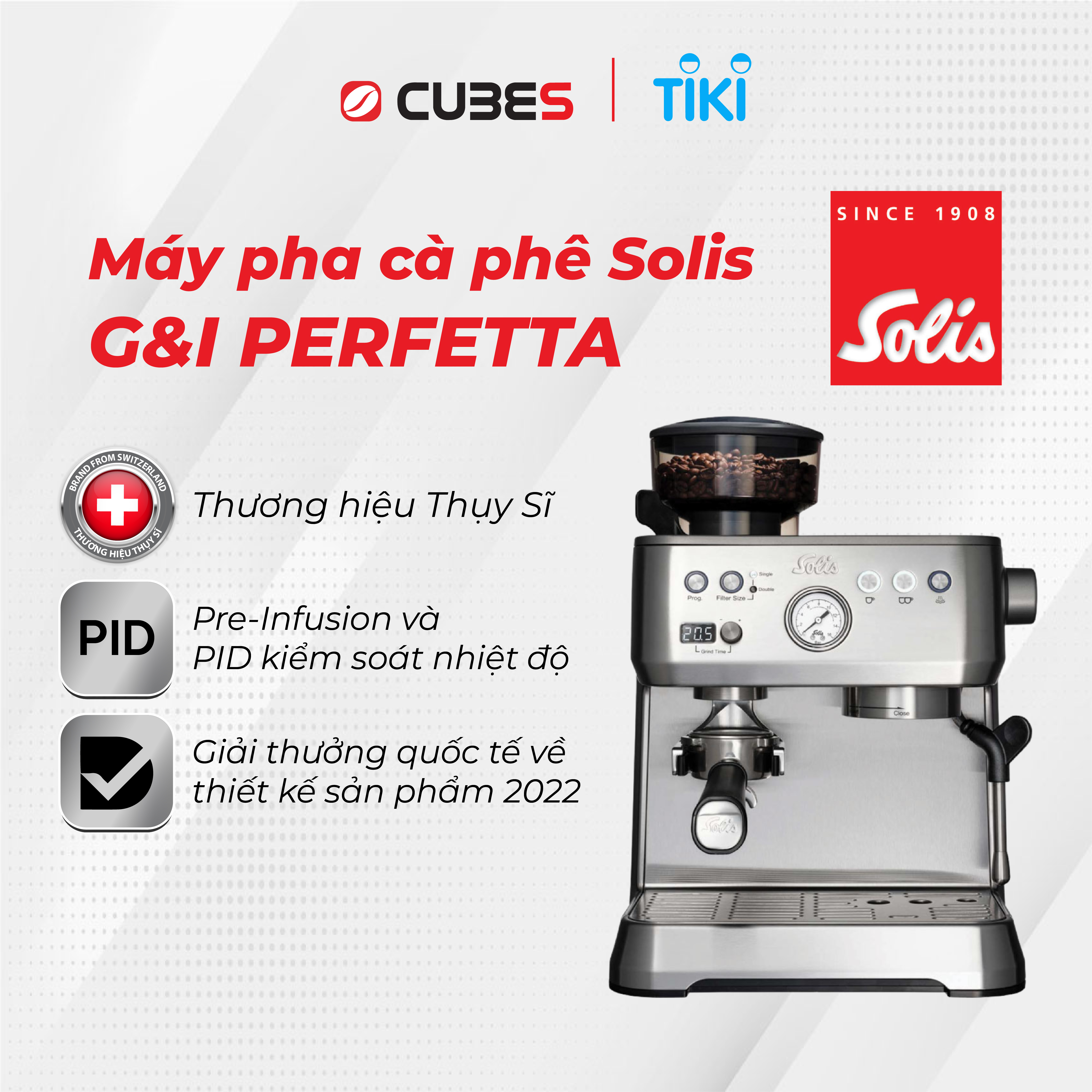 Máy pha cà phê Solis Grind &amp; Infuse Perfetta- Thương hiệu uy tín đến từ Thuỵ Sĩ - Hàng nhập khẩu