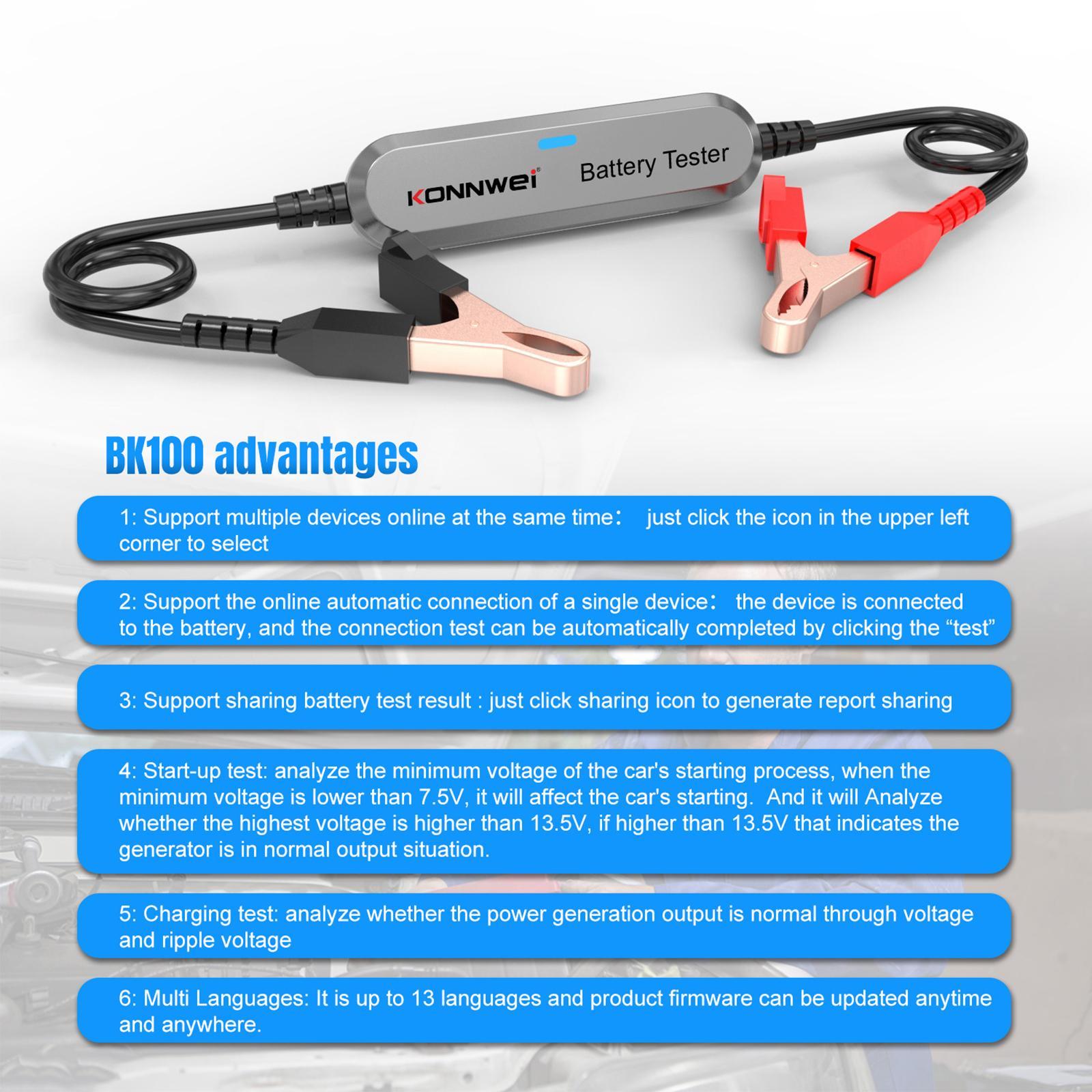 Wireless BK100 Car Battery Tester Battery Motorcycles