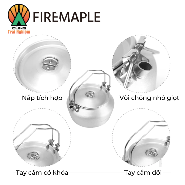 Ấm Đun Nước 1.2L siêu tốc hợp kim nhôm Fire Maple Chuyên Dụng Dã Ngoại FMC-NIMBUS-1200